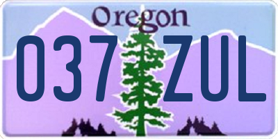 OR license plate 037ZUL