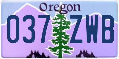 OR license plate 037ZWB
