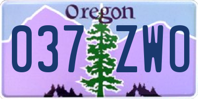 OR license plate 037ZWO