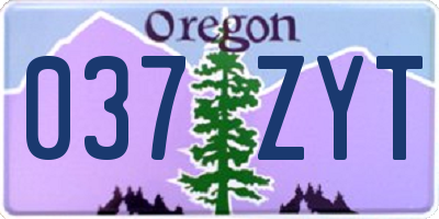 OR license plate 037ZYT