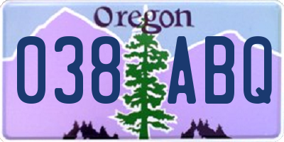 OR license plate 038ABQ