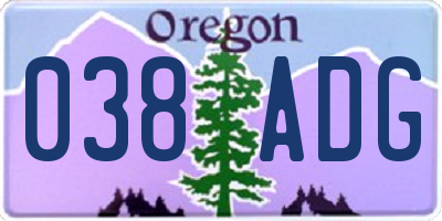 OR license plate 038ADG