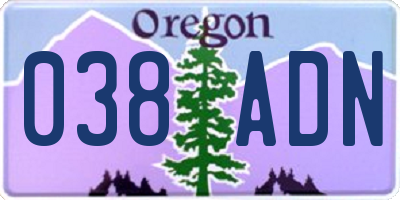 OR license plate 038ADN