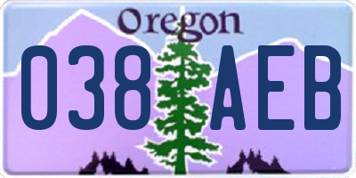 OR license plate 038AEB