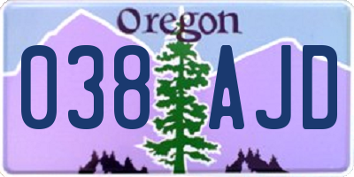 OR license plate 038AJD