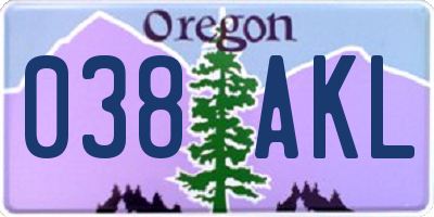 OR license plate 038AKL