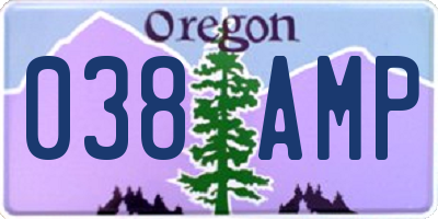 OR license plate 038AMP