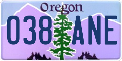 OR license plate 038ANE