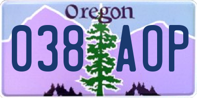 OR license plate 038AOP