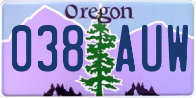 OR license plate 038AUW
