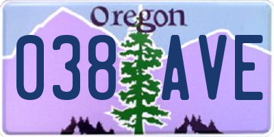 OR license plate 038AVE