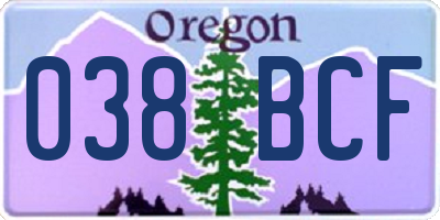 OR license plate 038BCF