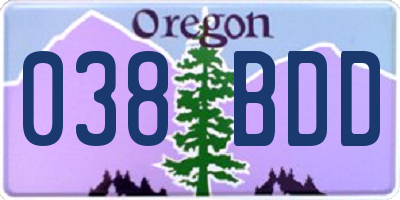 OR license plate 038BDD