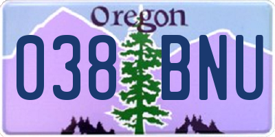 OR license plate 038BNU