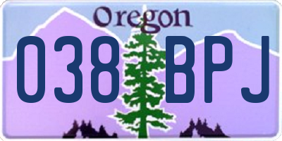 OR license plate 038BPJ