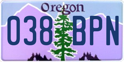 OR license plate 038BPN