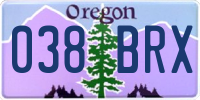 OR license plate 038BRX
