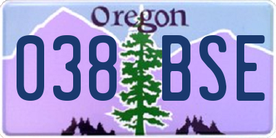 OR license plate 038BSE