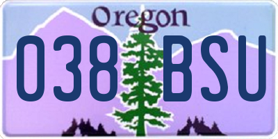 OR license plate 038BSU