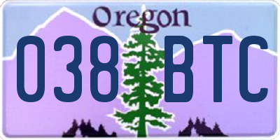 OR license plate 038BTC