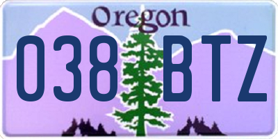 OR license plate 038BTZ