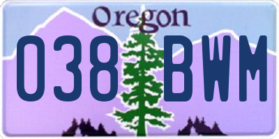 OR license plate 038BWM