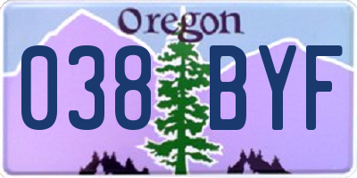 OR license plate 038BYF