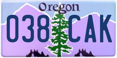 OR license plate 038CAK