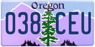 OR license plate 038CEU