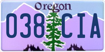 OR license plate 038CIA