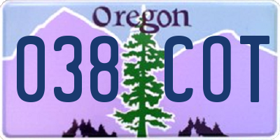 OR license plate 038COT