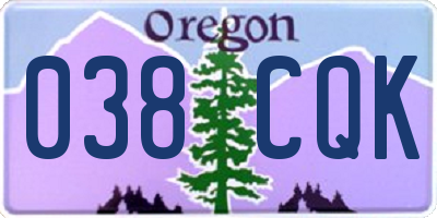 OR license plate 038CQK