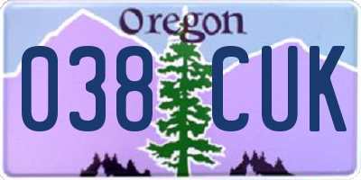 OR license plate 038CUK