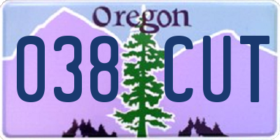 OR license plate 038CUT