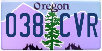 OR license plate 038CVR