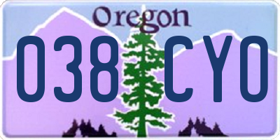 OR license plate 038CYO