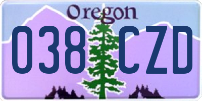 OR license plate 038CZD