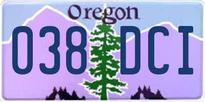 OR license plate 038DCI