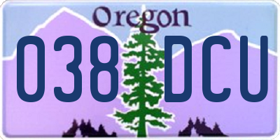 OR license plate 038DCU