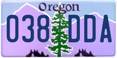 OR license plate 038DDA