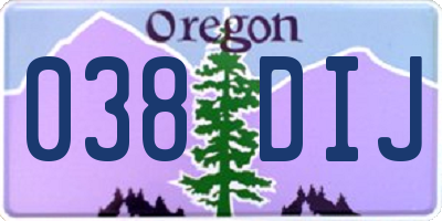 OR license plate 038DIJ