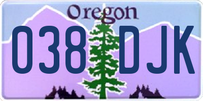 OR license plate 038DJK