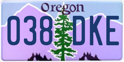 OR license plate 038DKE