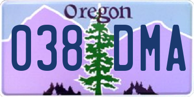 OR license plate 038DMA