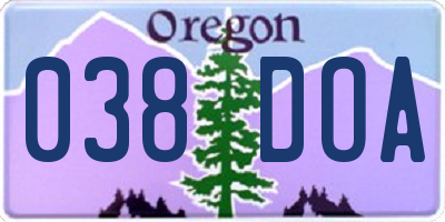 OR license plate 038DOA