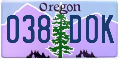 OR license plate 038DOK
