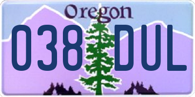 OR license plate 038DUL