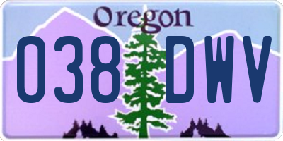 OR license plate 038DWV