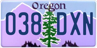 OR license plate 038DXN