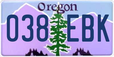 OR license plate 038EBK